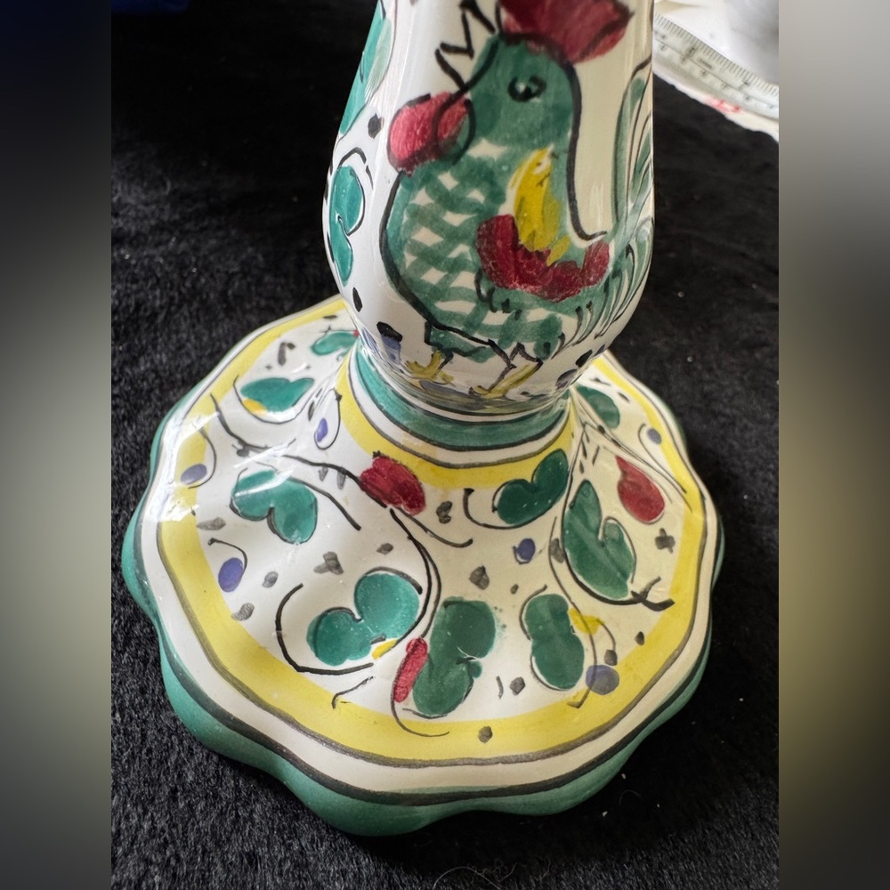 Vintage Glazed earthenware candle stick Deruta Italy - Picture 6 of 6